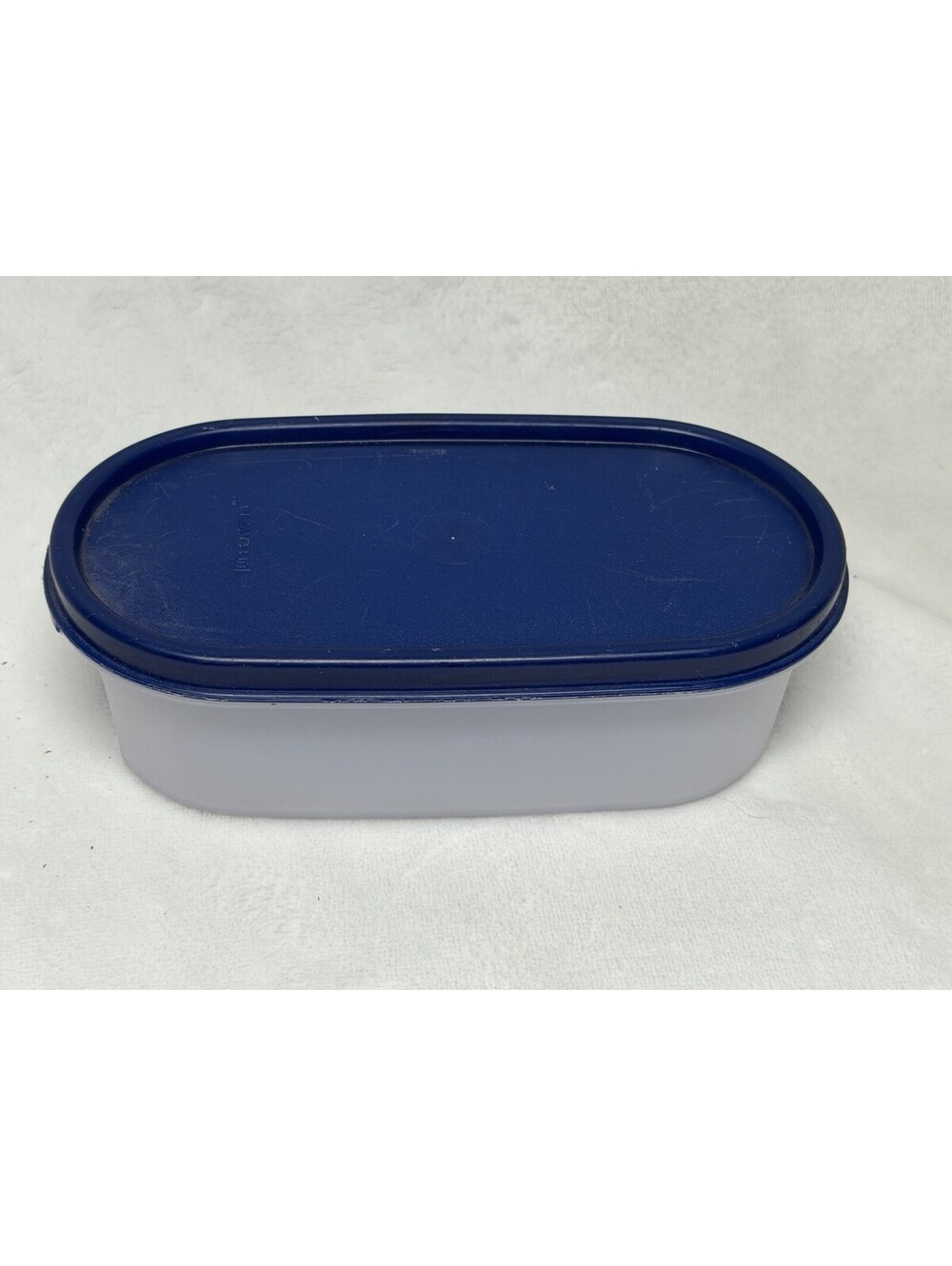 Vintage Tupperware 1611 Modular Mates Oval container w/ Blue lid -2 Cups